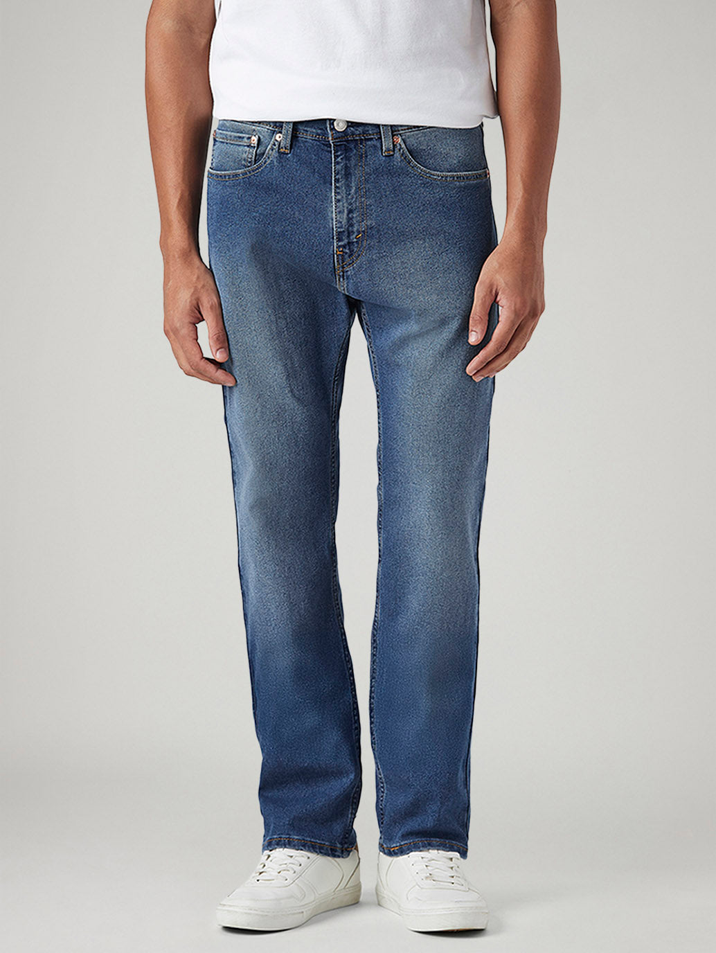 Men's 505 Med Indigo Straight Fit Mid Rise Jeans - Front View