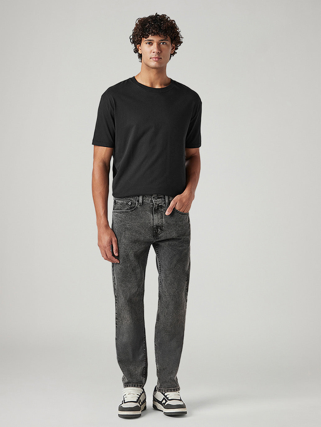 Men's 505 Charcoal Grey Straight Fit Mid Rise Jeans - Front View