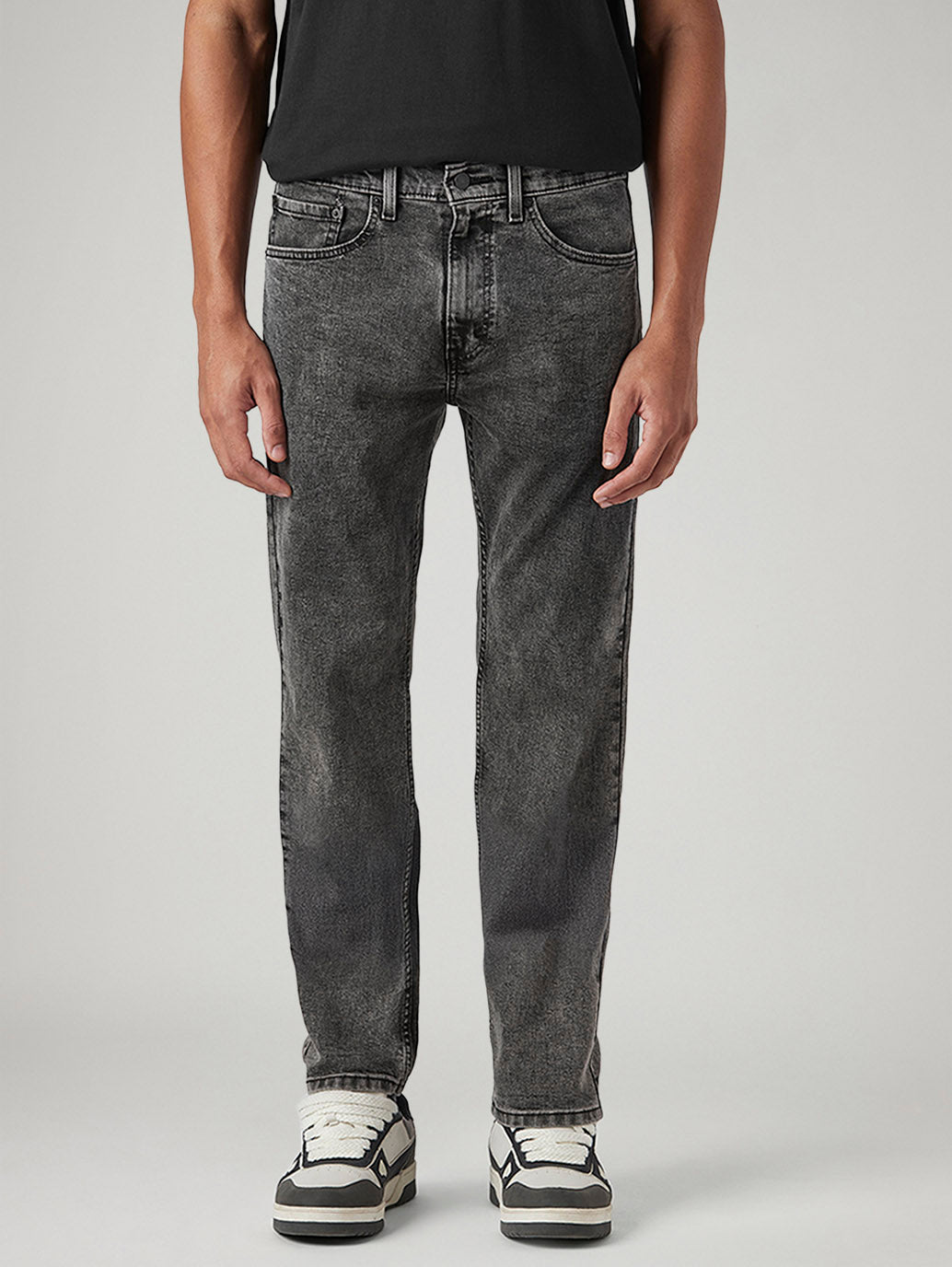 Men's 505 Charcoal Grey Straight Fit Mid Rise Jeans - Front View