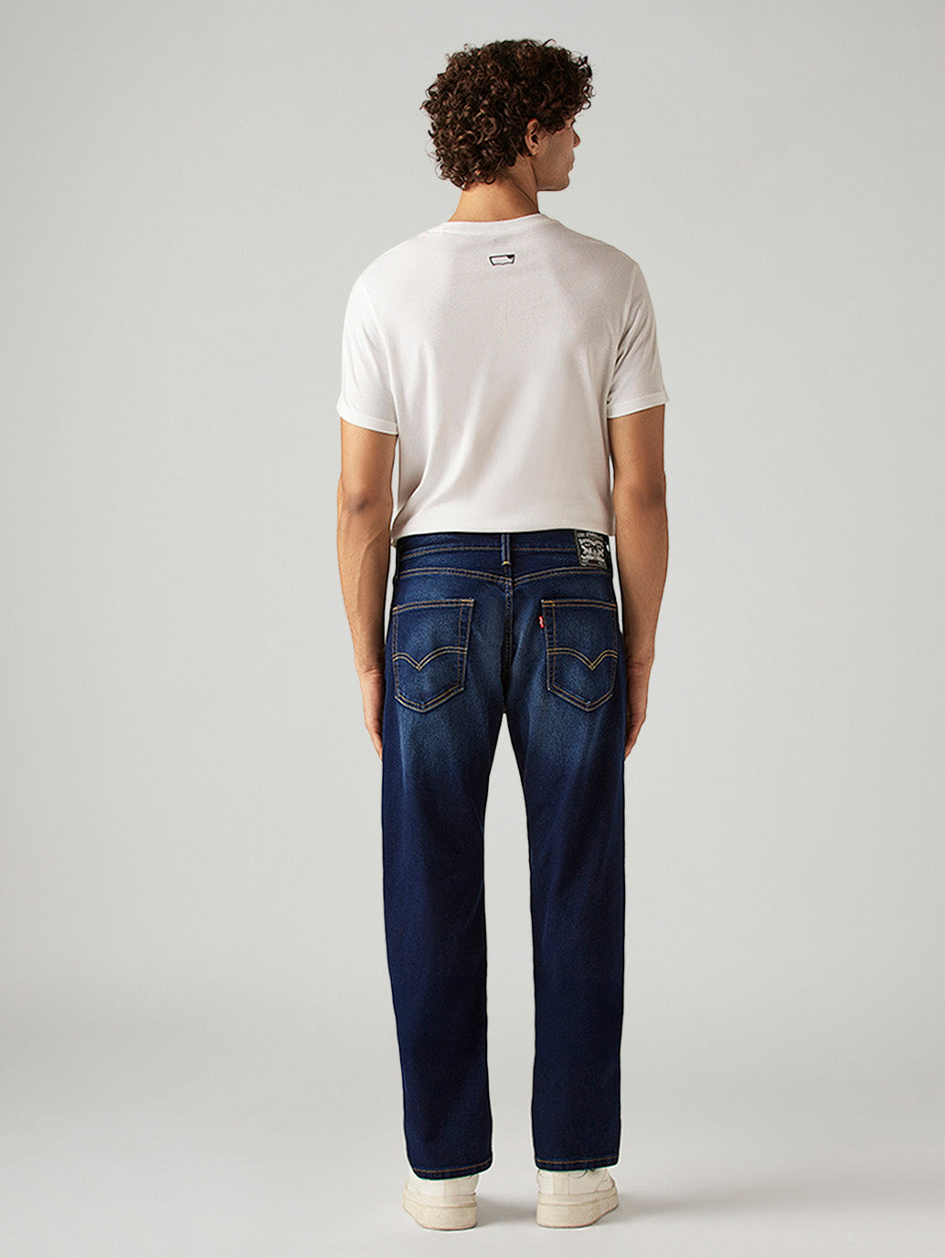 Men's 505 Dark Blue Straight Fit Mid Rise Jeans - Back View
