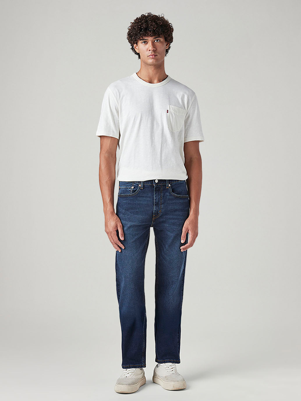 Men's 505 Blue Straight Fit Mid Rise Jeans - Front View