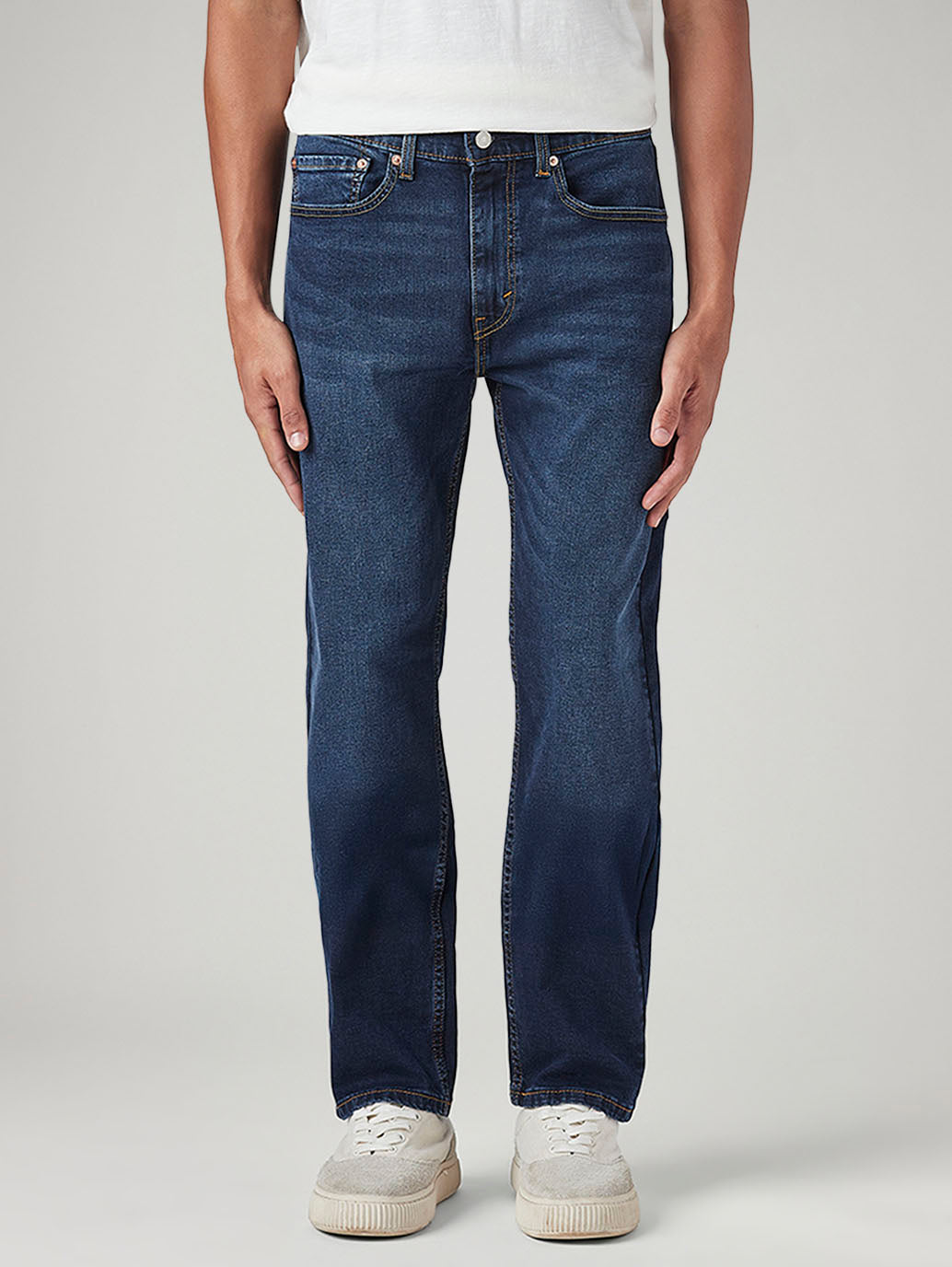 Men's 505 Blue Straight Fit Mid Rise Jeans - Front View