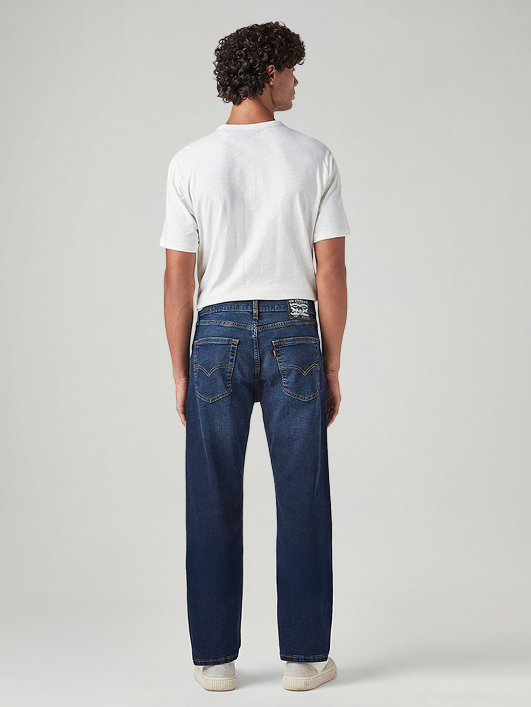 Men's 505 Blue Straight Fit Mid Rise Jeans - Back View