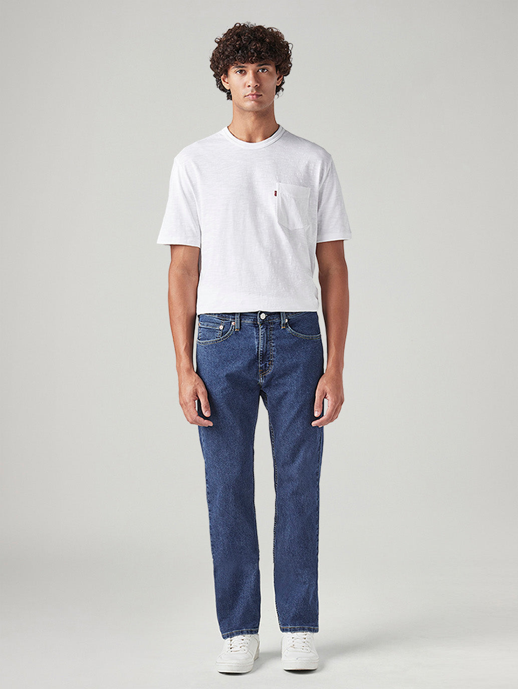 Men's 505 Blue Straight Fit Mid Rise Jeans - Front View