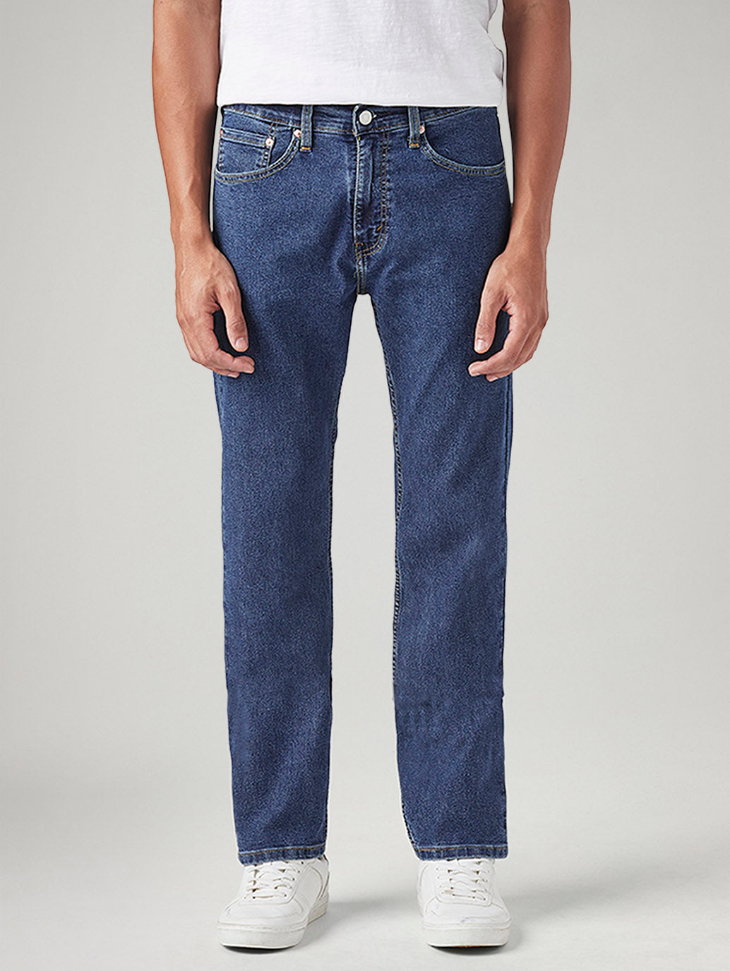 Men's 505 Blue Straight Fit Mid Rise Jeans - Front View