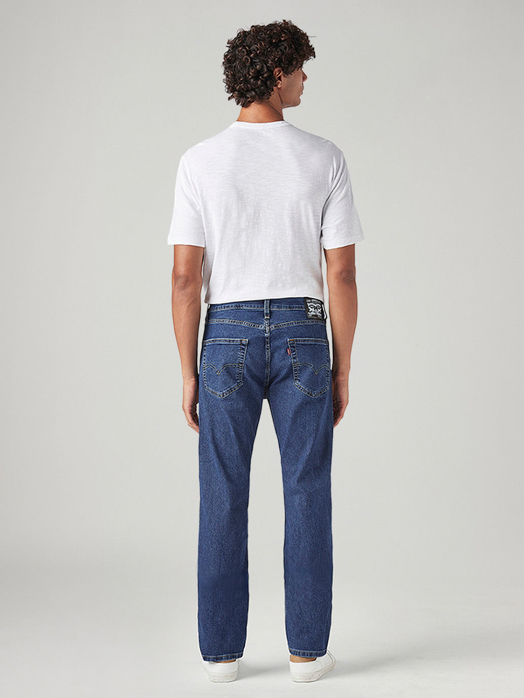 Men's 505 Blue Straight Fit Mid Rise Jeans - Back View