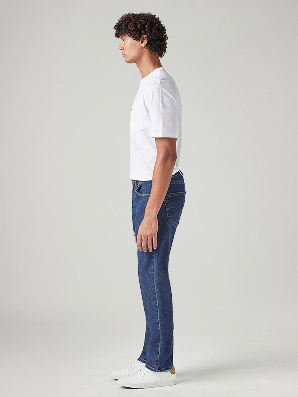 Men's 505 Blue Straight Fit Mid Rise Jeans - Side View