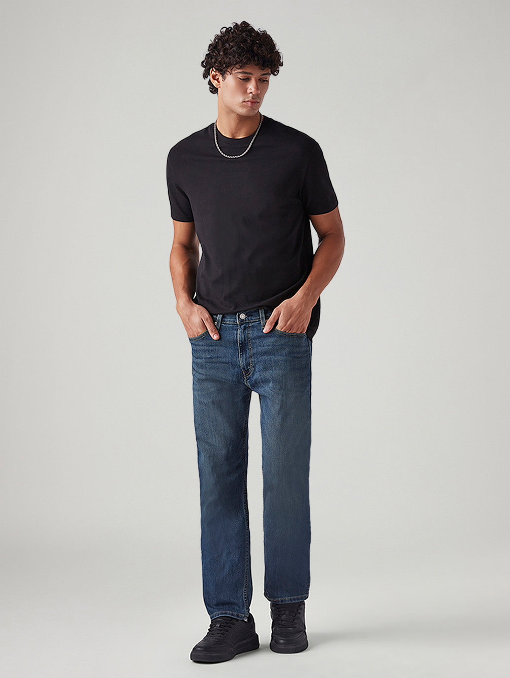 Men's 505 Blue Straight Fit Mid Rise Jeans