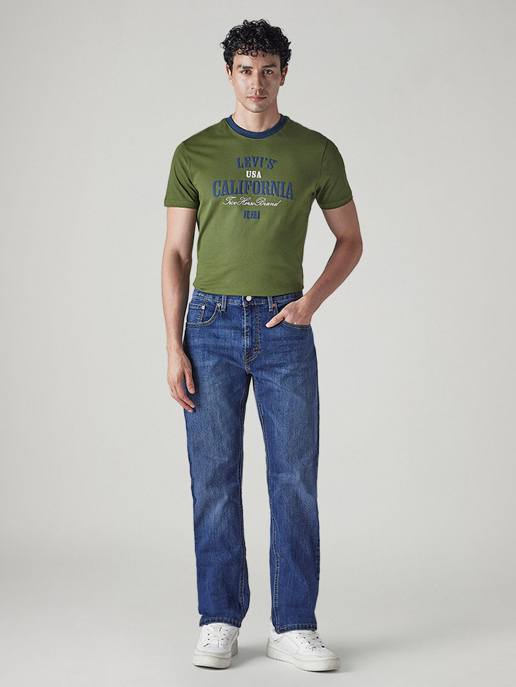 Men's 505 Dark Indigo Straight Fit Mid Rise Jeans - 20 View
