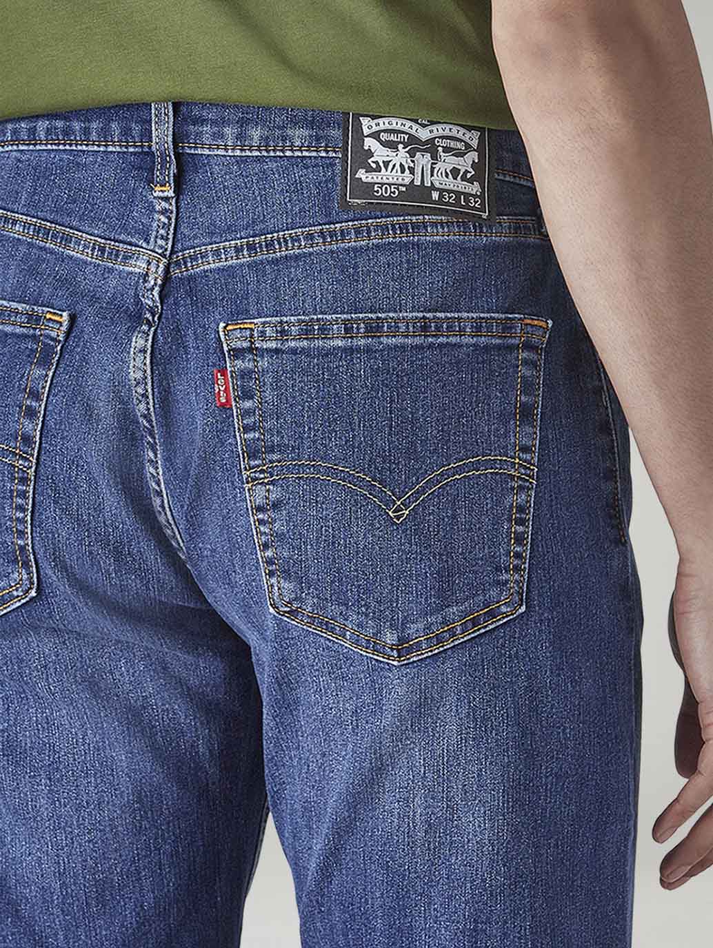 Men's 505 Dark Indigo Straight Fit Mid Rise Jeans - 20 View