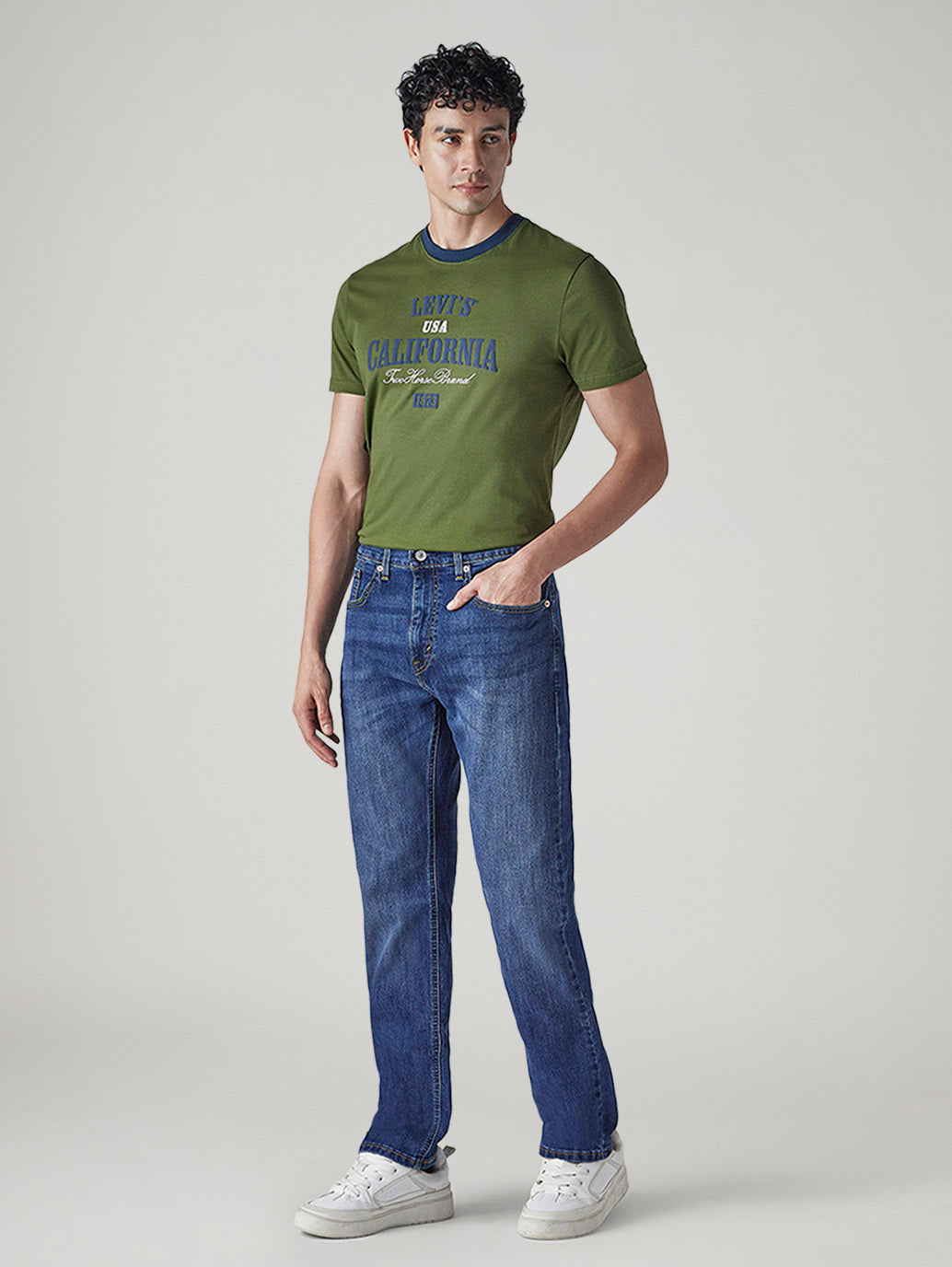 Men's 505 Dark Indigo Straight Fit Mid Rise Jeans - 20 View