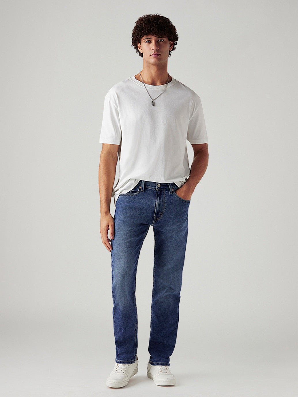 Men's 505 Blue Straight Fit Mid Rise Jeans - Styleshot View