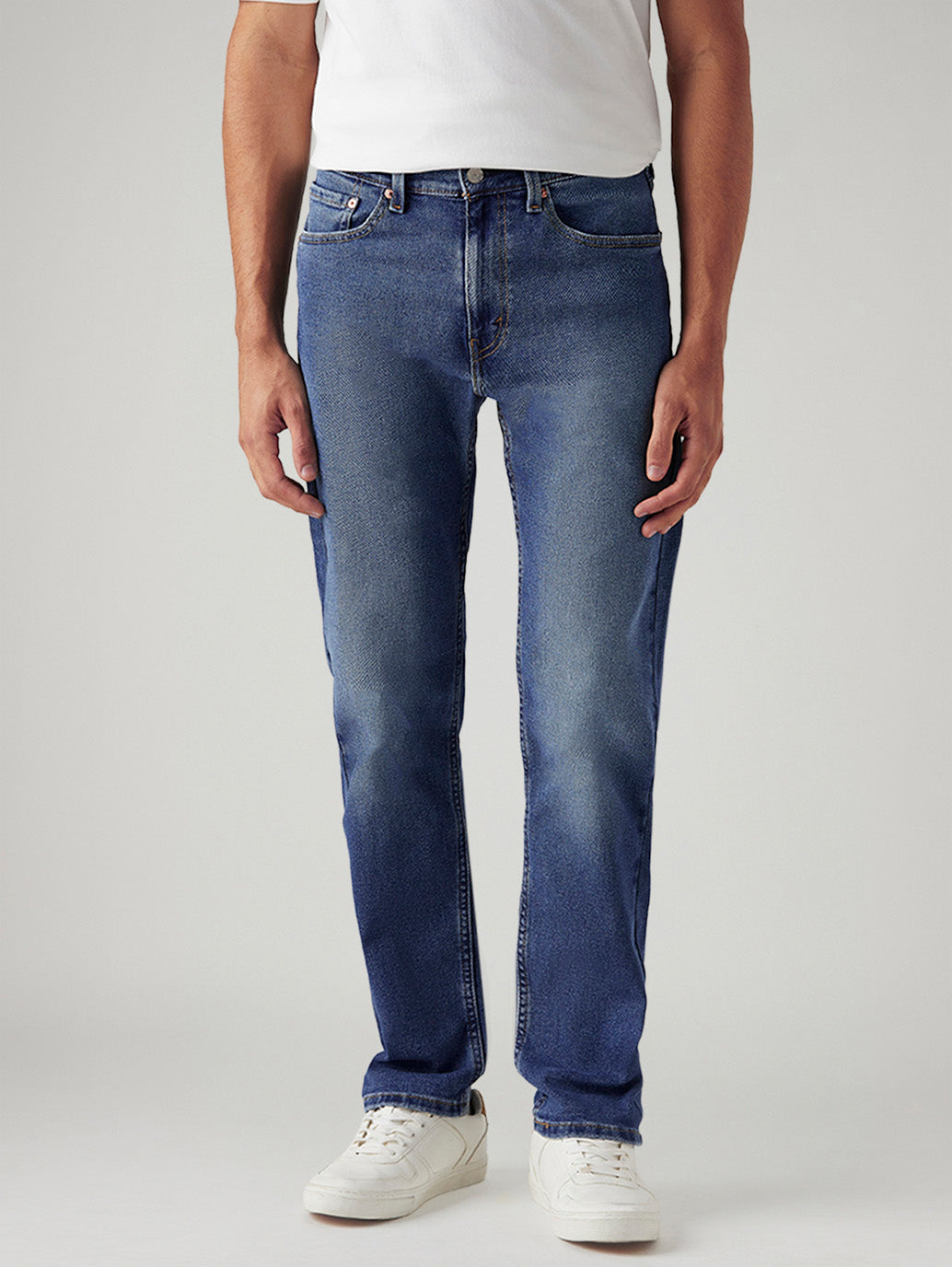 Men's 505 Blue Straight Fit Mid Rise Jeans - Front View