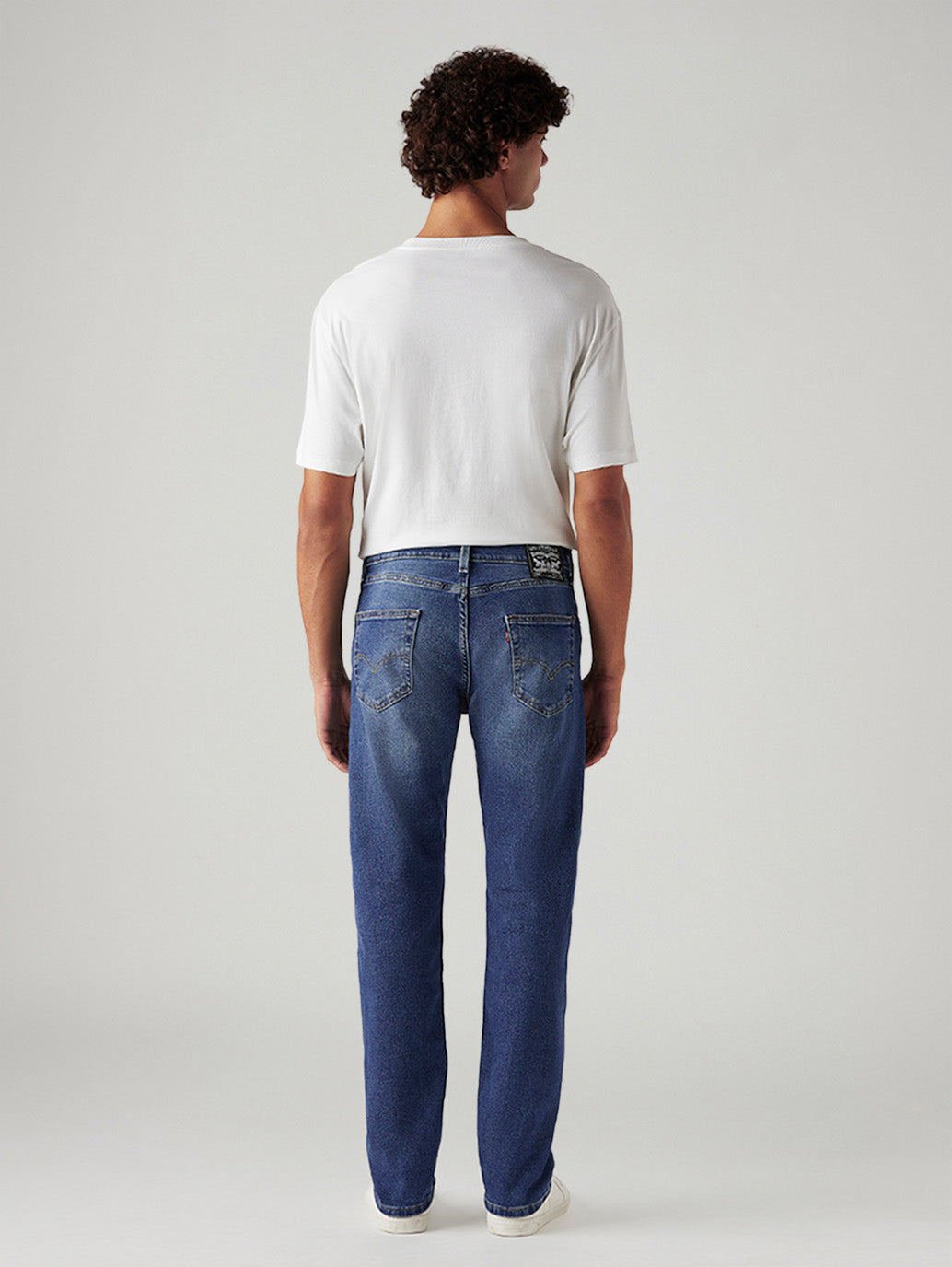 Men's 505 Blue Straight Fit Mid Rise Jeans - Back View