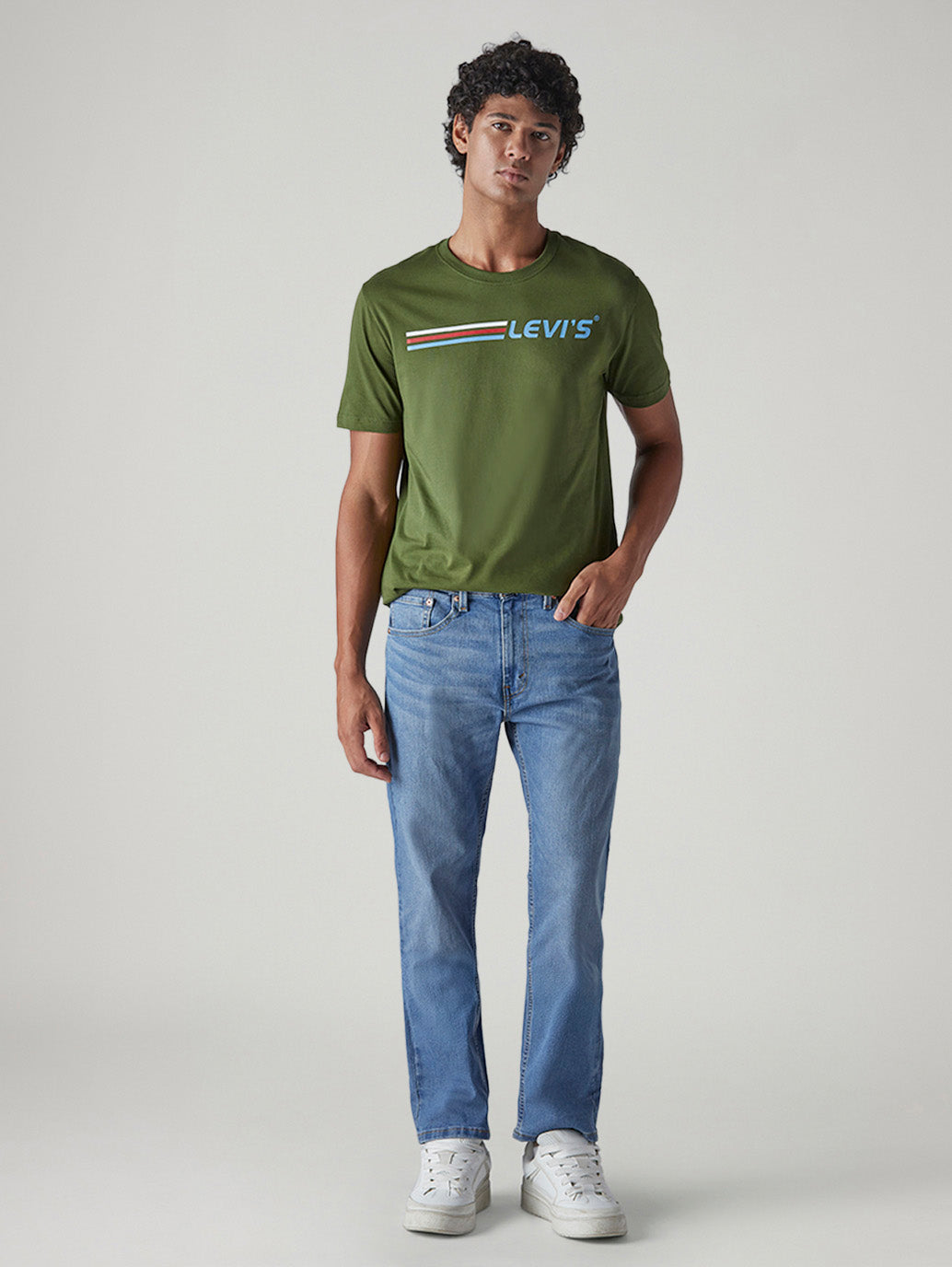 Men's 505 Blue Straight Fit Mid Rise Jeans