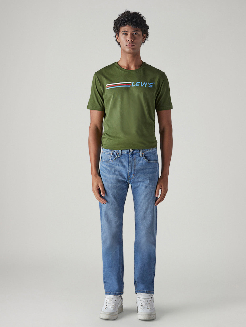 Men's 505 Blue Straight Fit Mid Rise Jeans - Front View