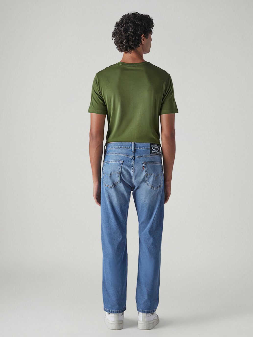 Men's 505 Blue Straight Fit Mid Rise Jeans - Back View