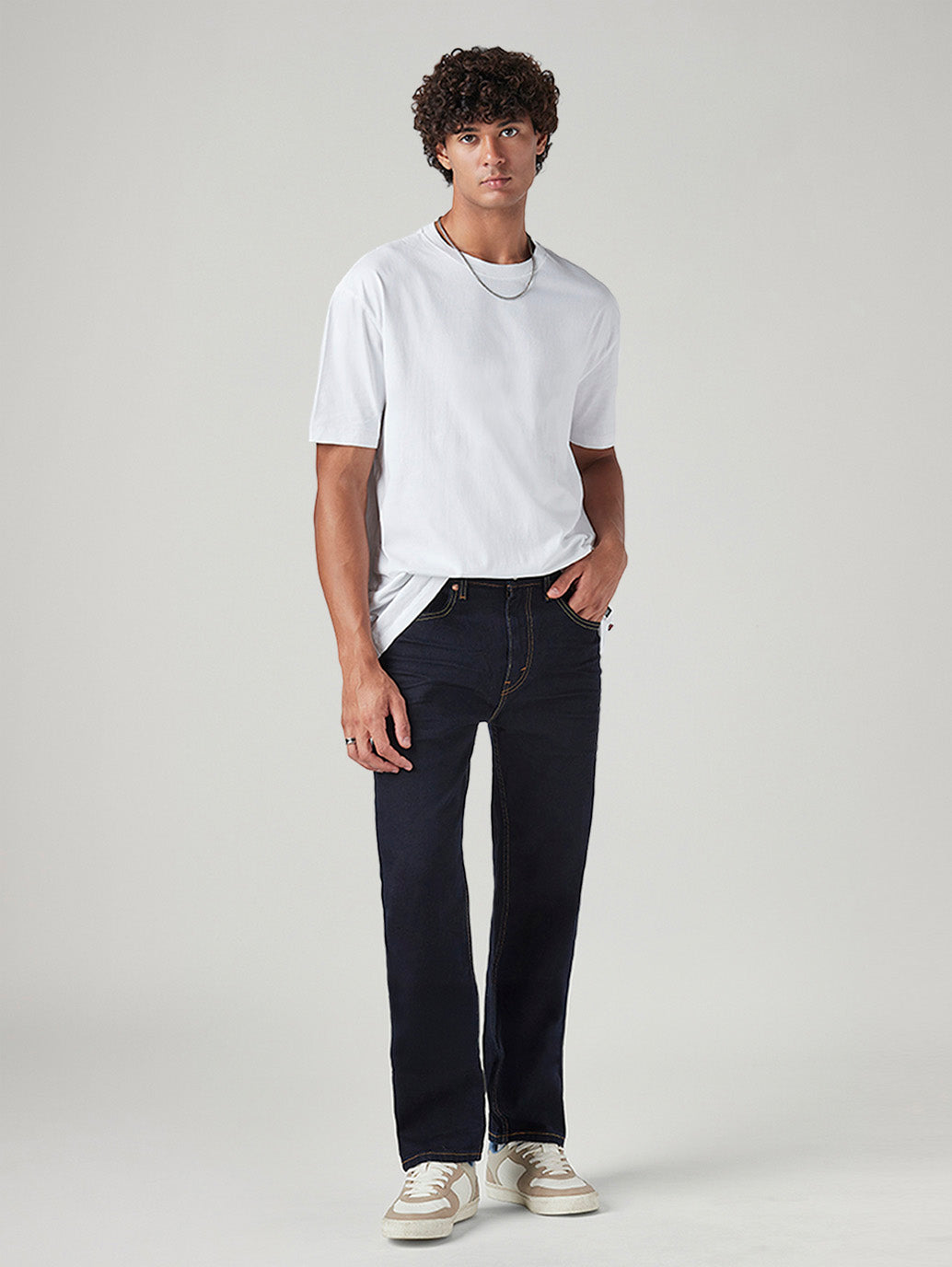 Men's 505 Dark Blue Straight Fit Mid Rise Jeans