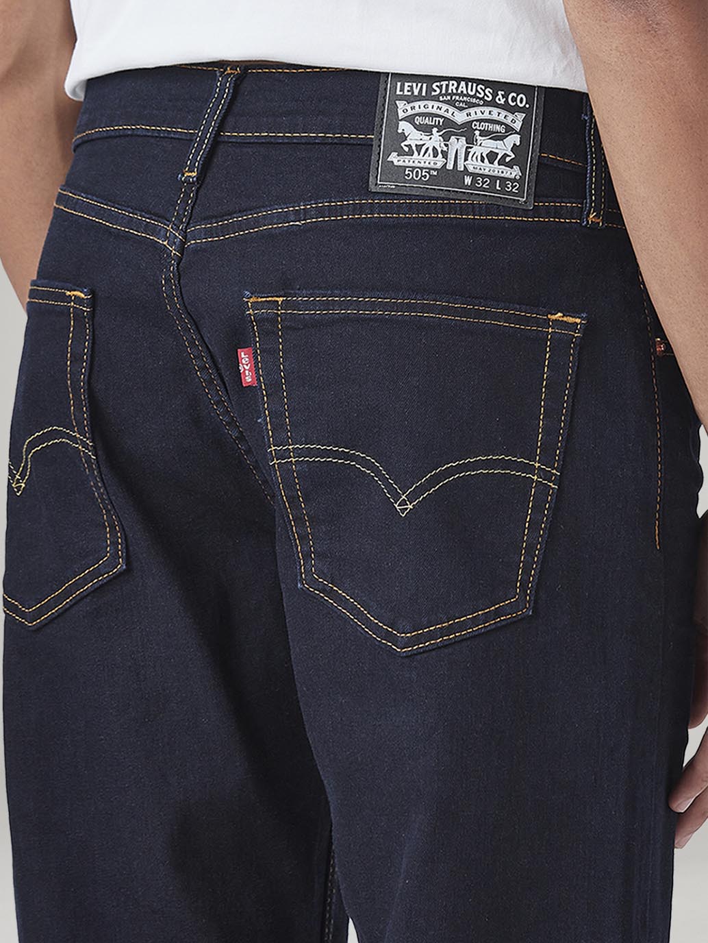 Men's 505 Dark Blue Straight Fit Mid Rise Jeans - 20 View