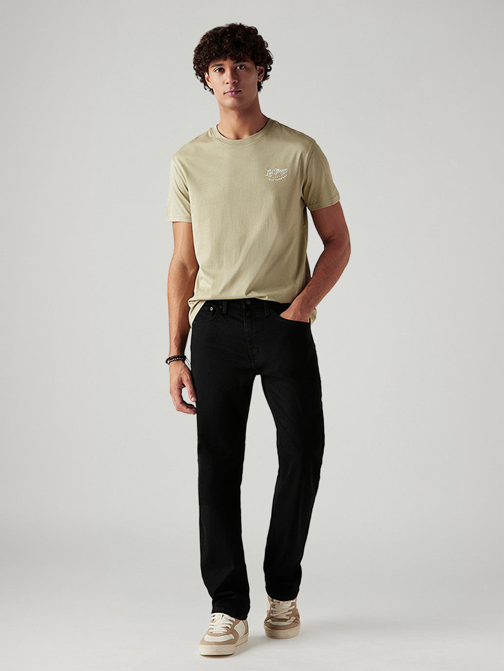 Men's 505 Black Straight Fit Mid Rise Jeans