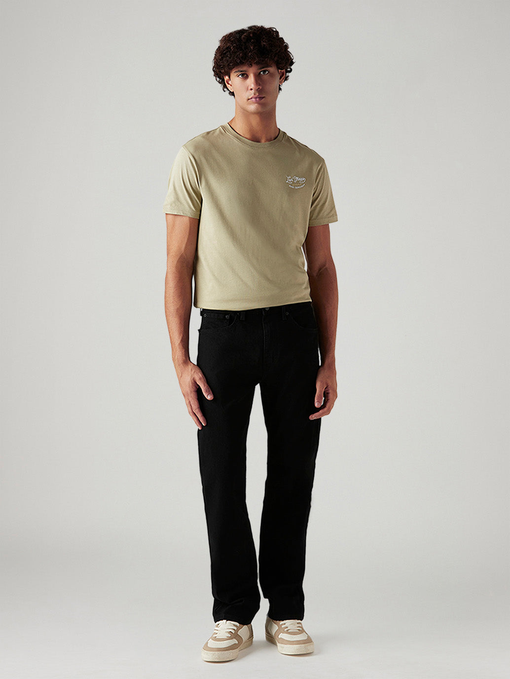 Men's 505 Black Straight Fit Mid Rise Jeans - Front View