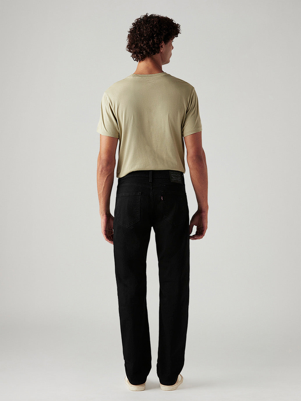 Men's 505 Black Straight Fit Mid Rise Jeans - Back View