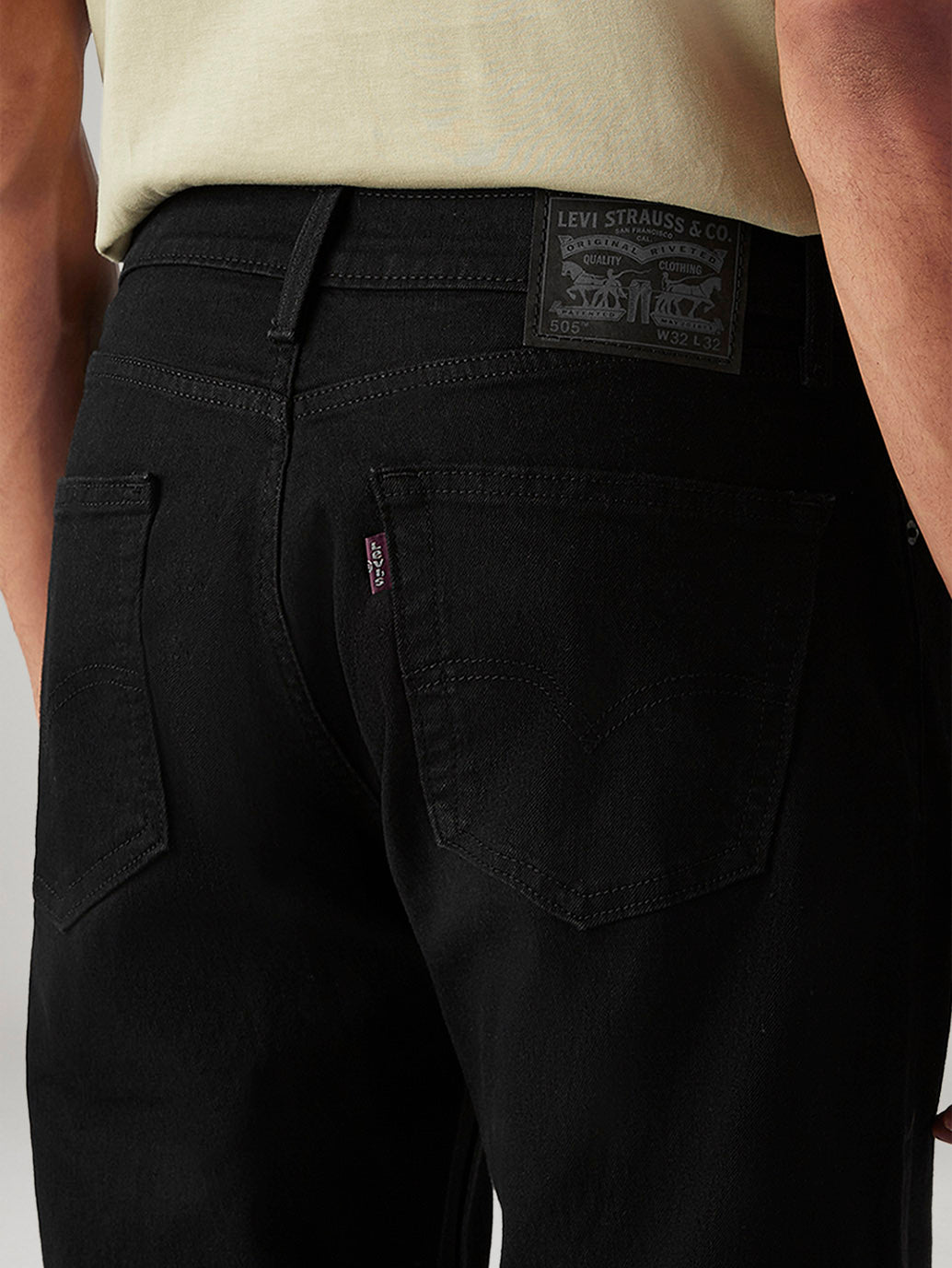 Men's 505 Black Straight Fit Mid Rise Jeans - 20 View