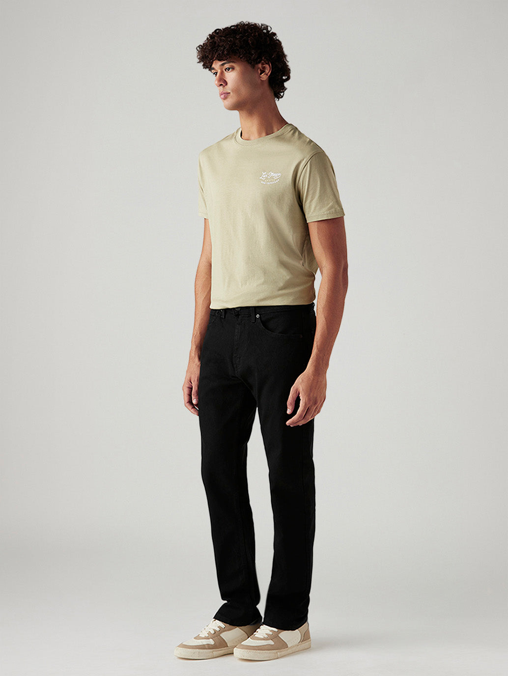 Men's 505 Black Straight Fit Mid Rise Jeans - Side View