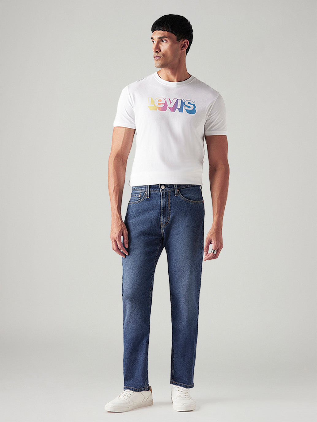 Men's 505 Blue Straight Fit Mid Rise Jeans - Front View