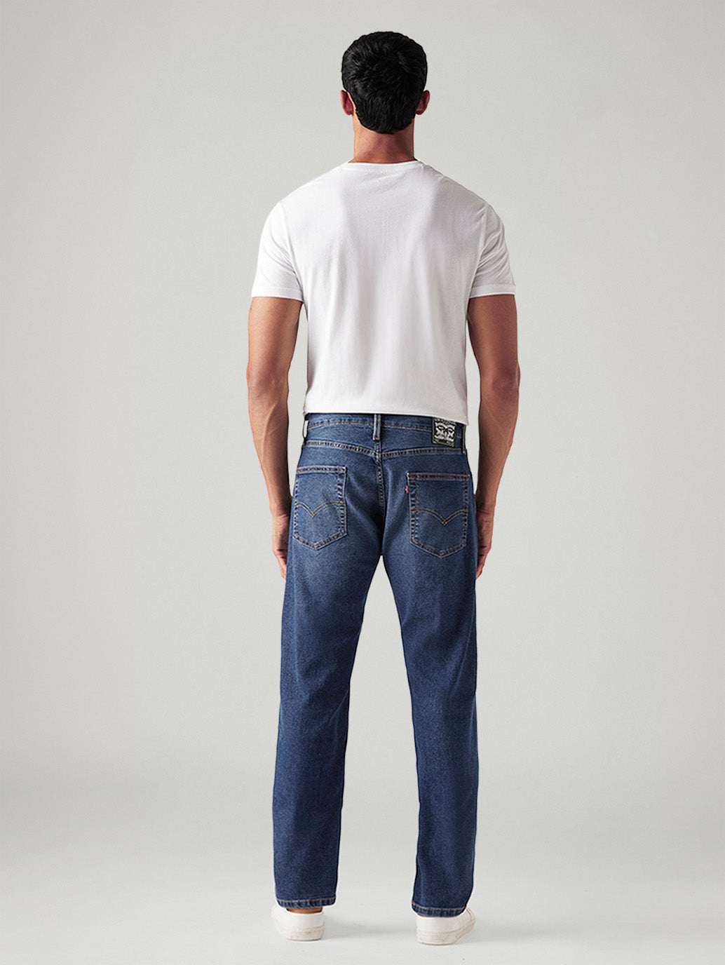 Men's 505 Blue Straight Fit Mid Rise Jeans - Back View
