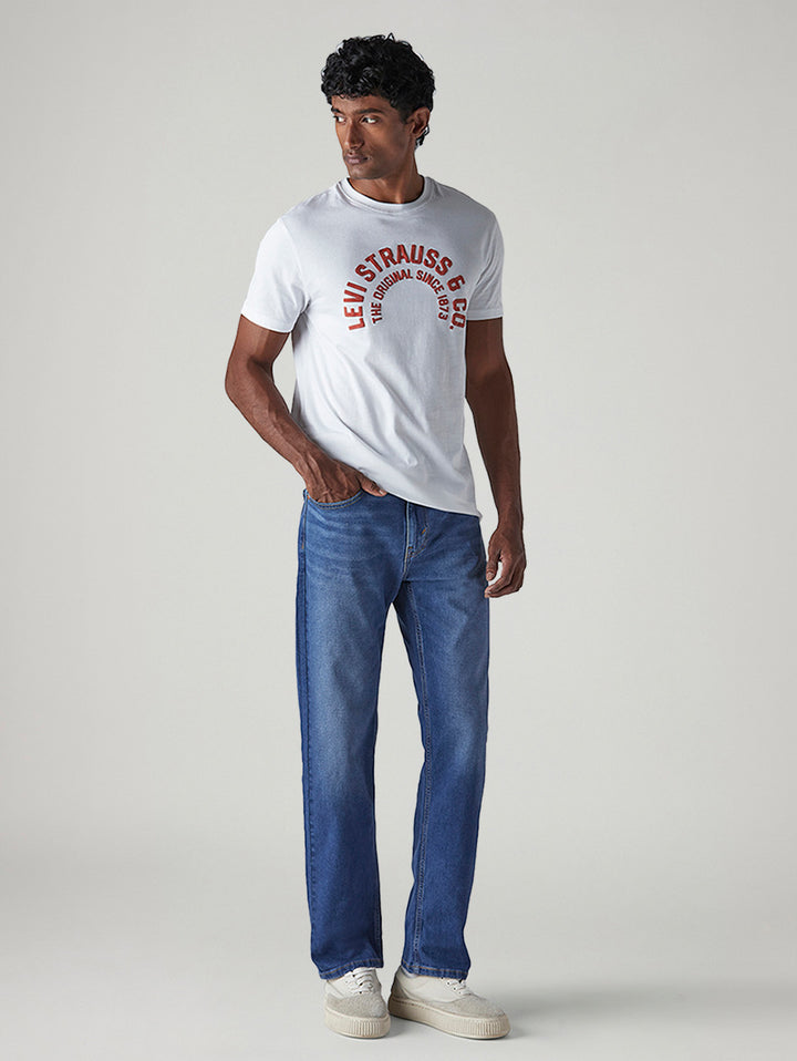 Men's 505 Blue Straight Fit Mid Rise Jeans