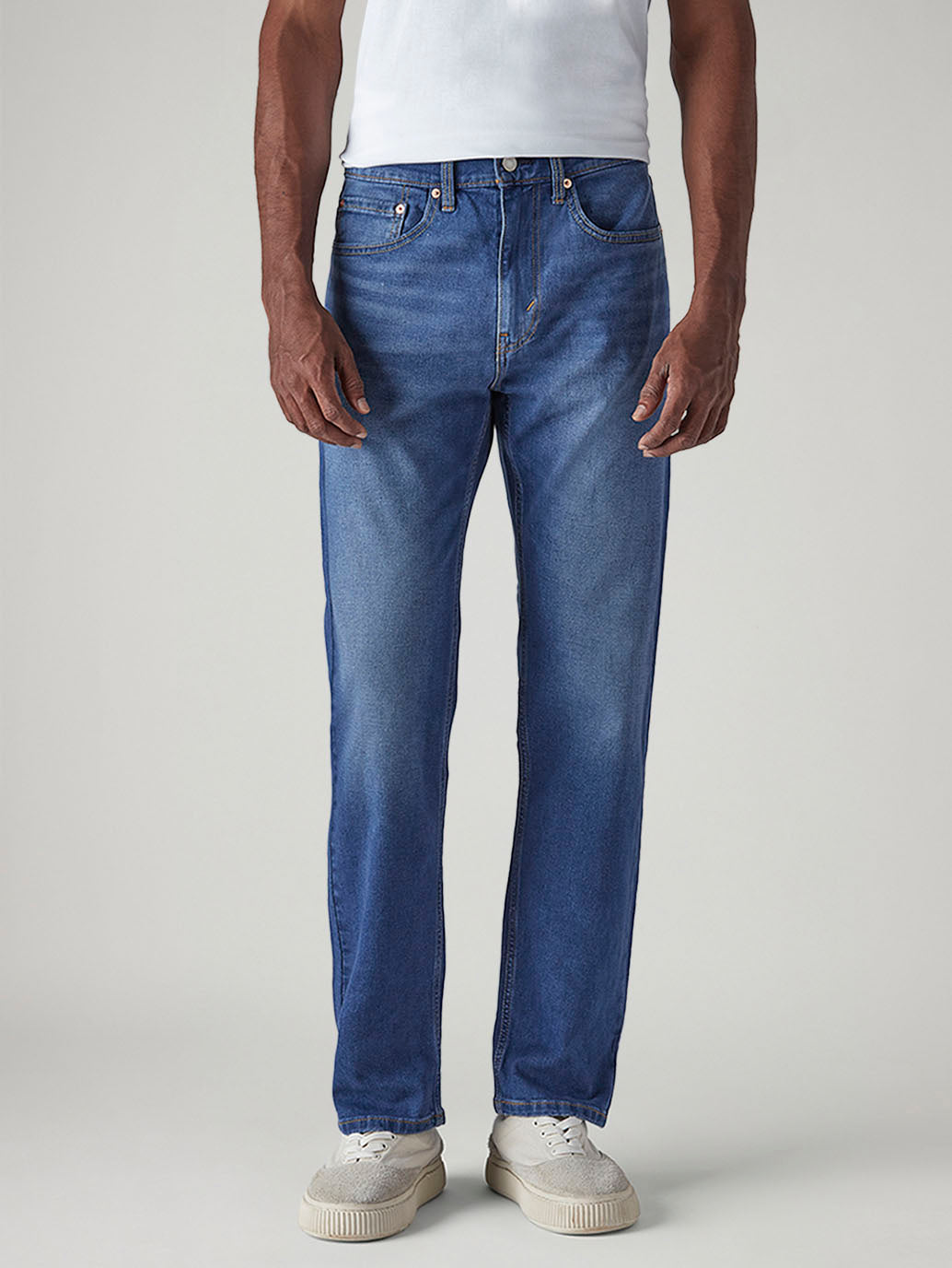 Men's 505 Blue Straight Fit Mid Rise Jeans - Front View