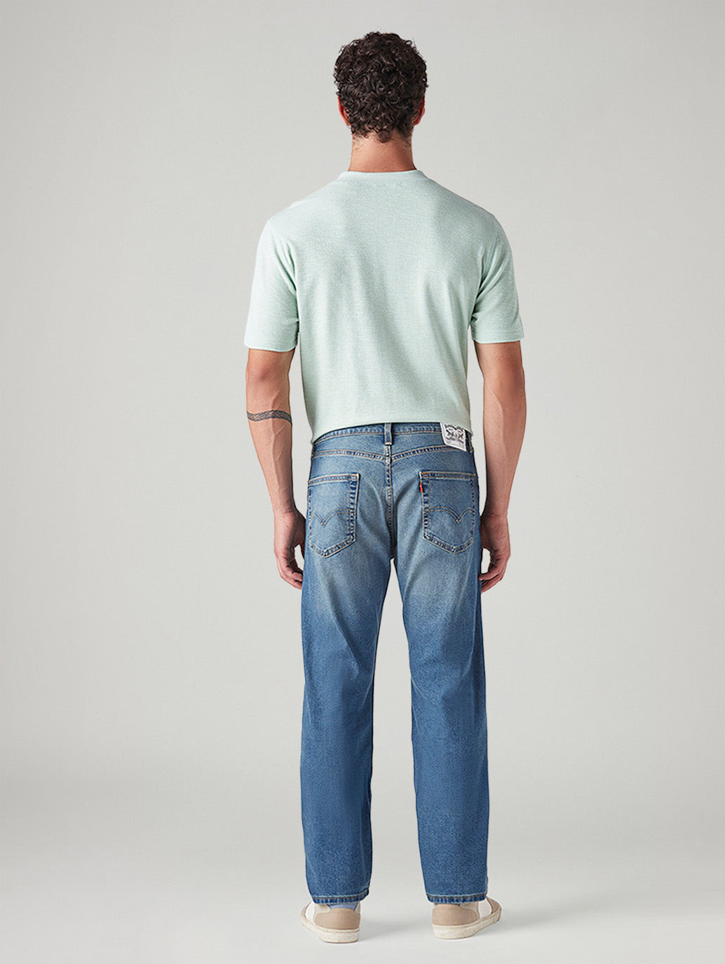 Men's 505 Blue Straight Fit Mid Rise Jeans - Back View