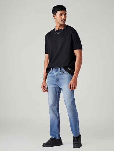 Men's 505 Light Blue Straight Fit Mid Rise Jeans-image-29