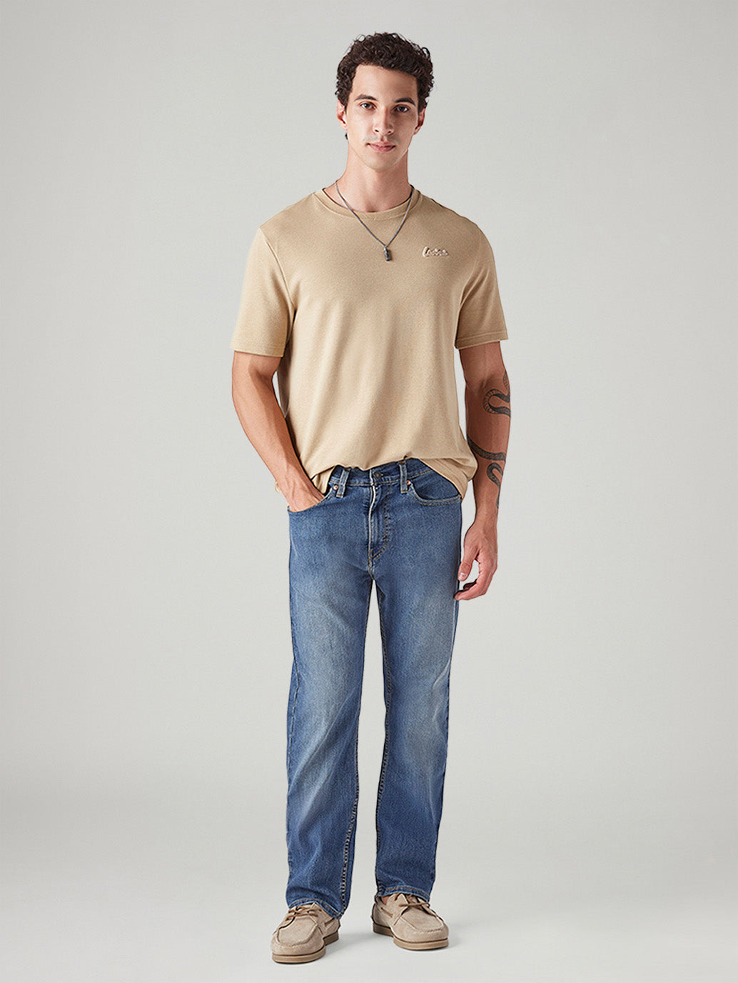 Men's 505 Med Indigo Straight Fit Mid Rise Jeans - Styleshot View