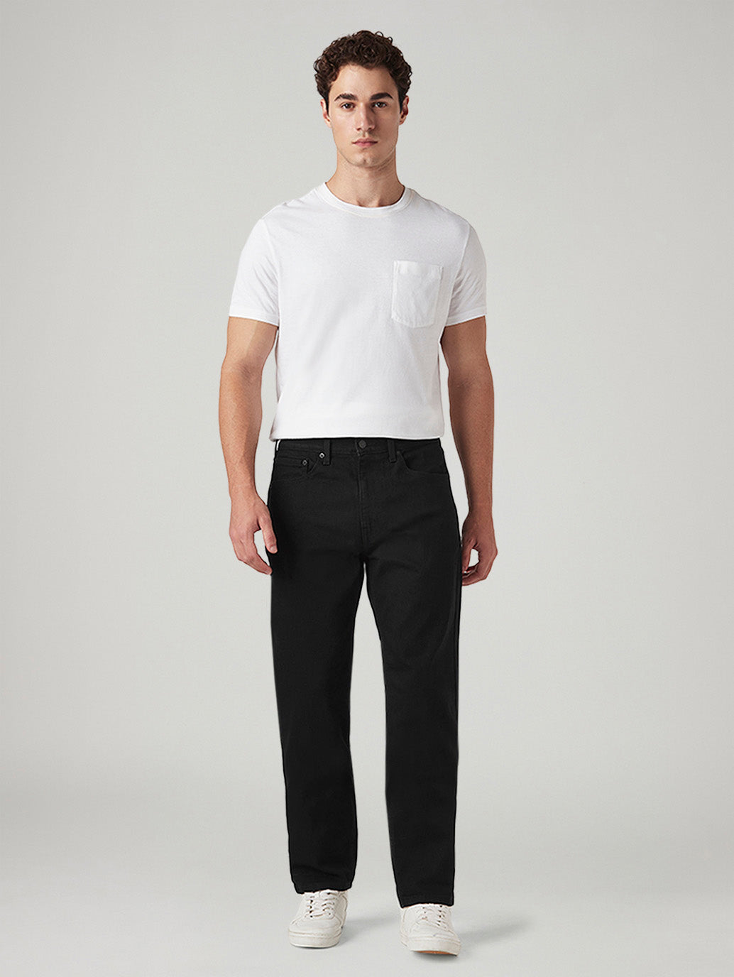 Men's 505 Black Straight Fit Mid Rise Jeans - Front View