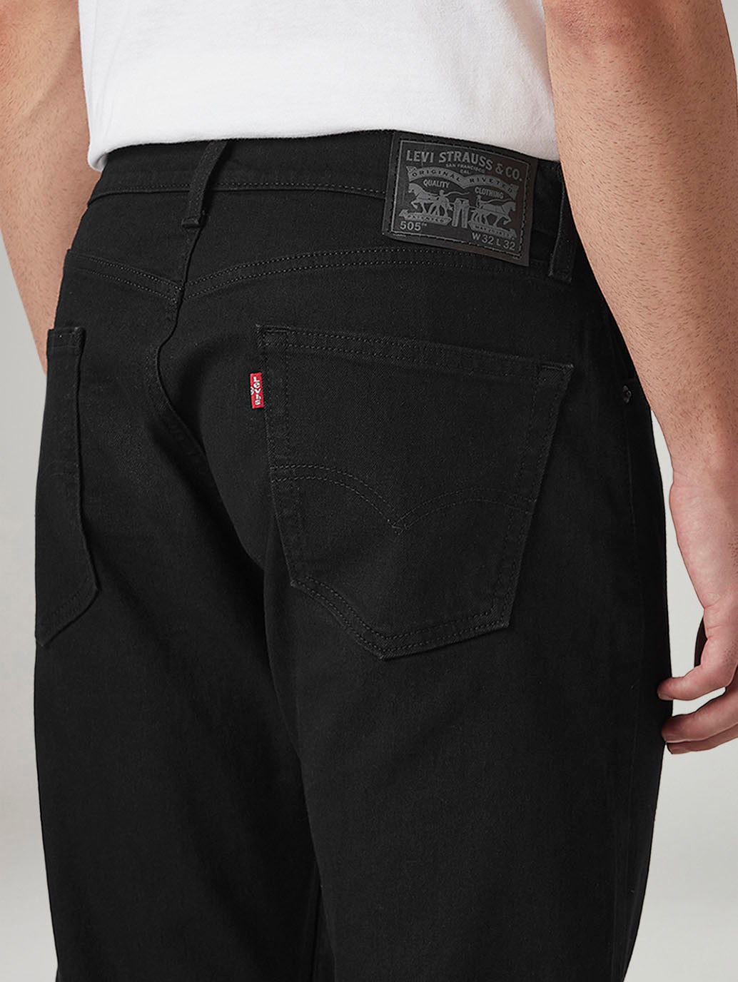 Men's 505 Black Straight Fit Mid Rise Jeans - 20 View