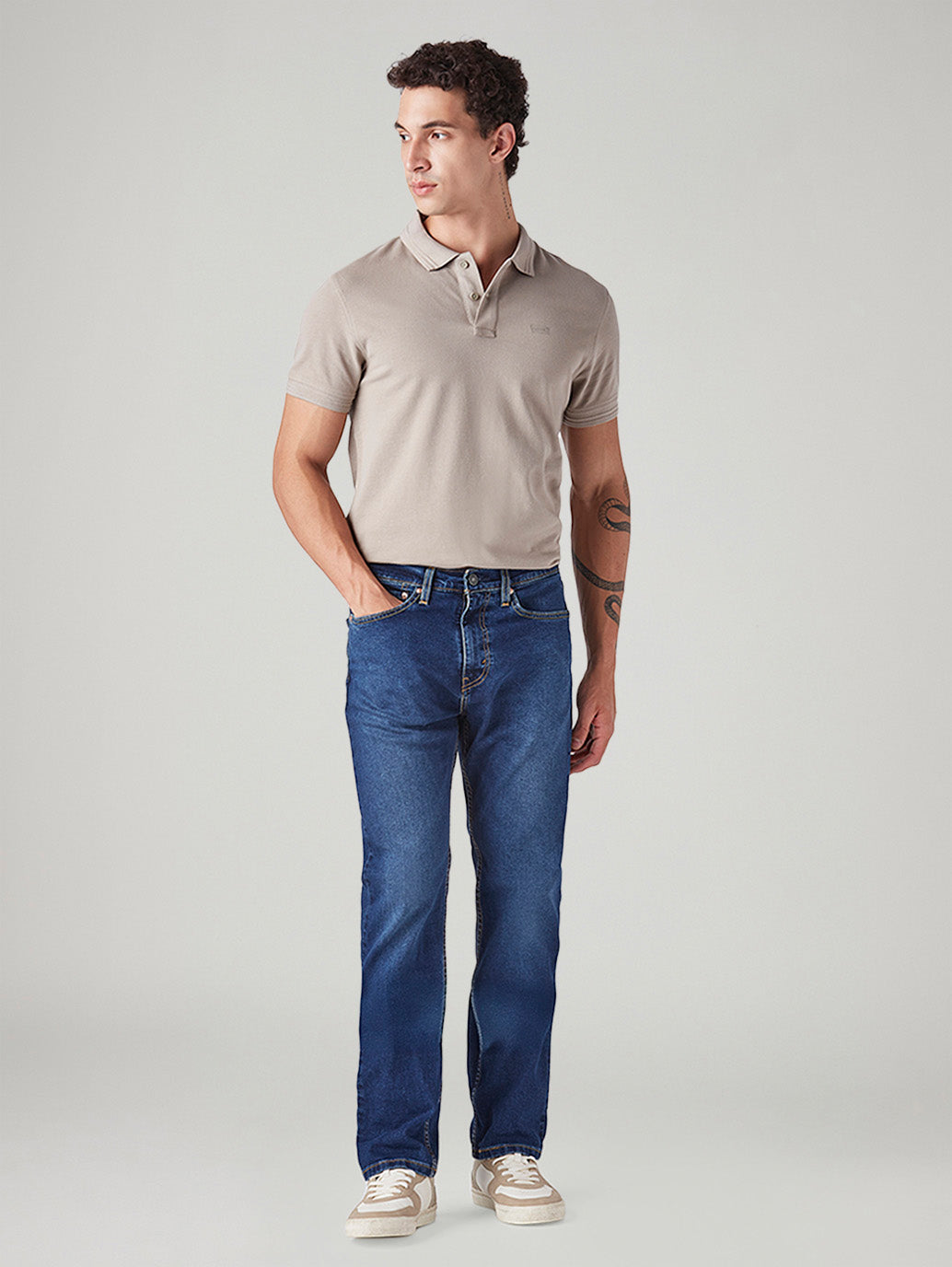 Men's 505 Dark Indigo Straight Fit Mid Rise Jeans - Front View