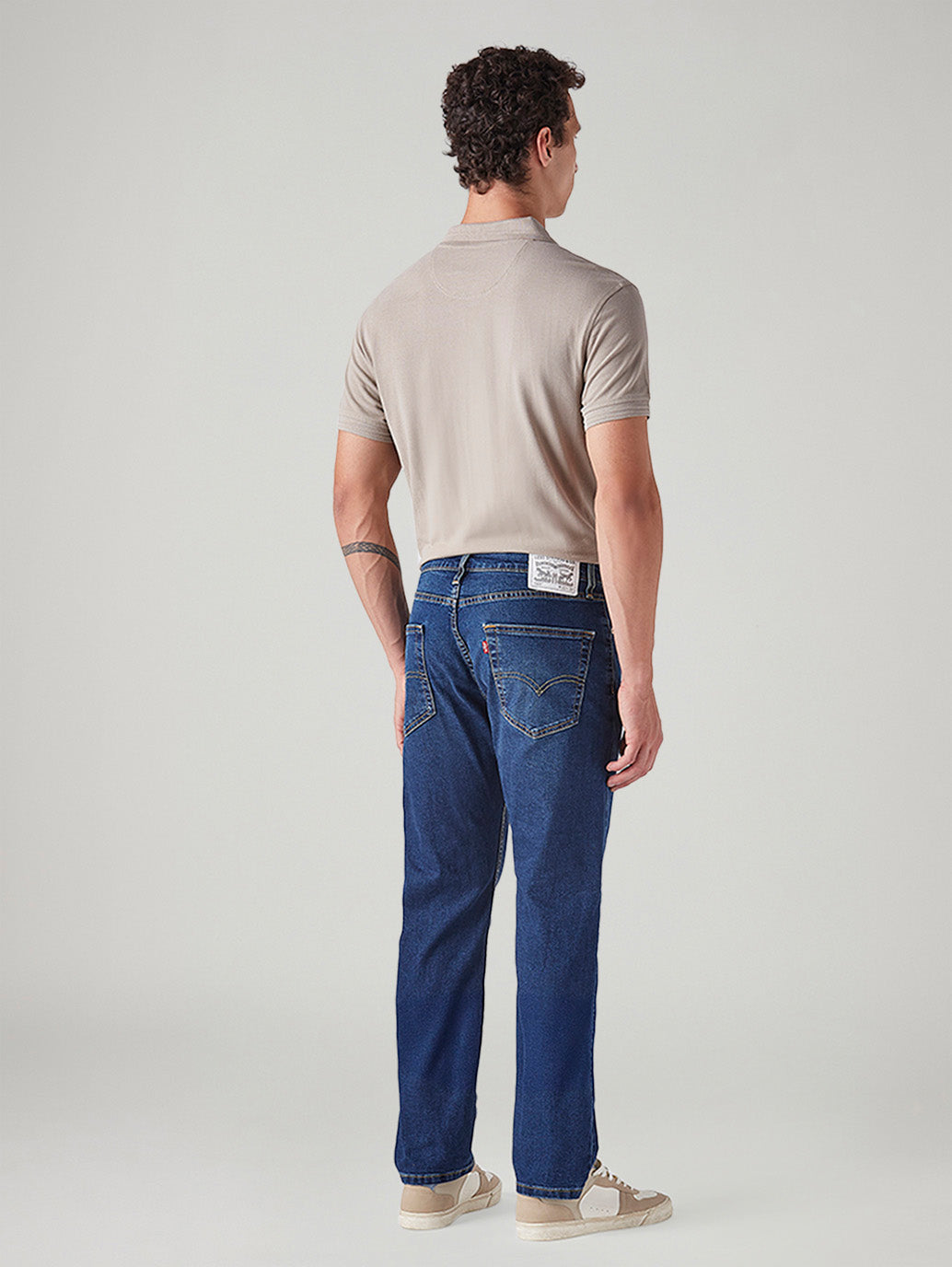 Men's 505 Blue Straight Fit Mid Rise Jeans - Back View