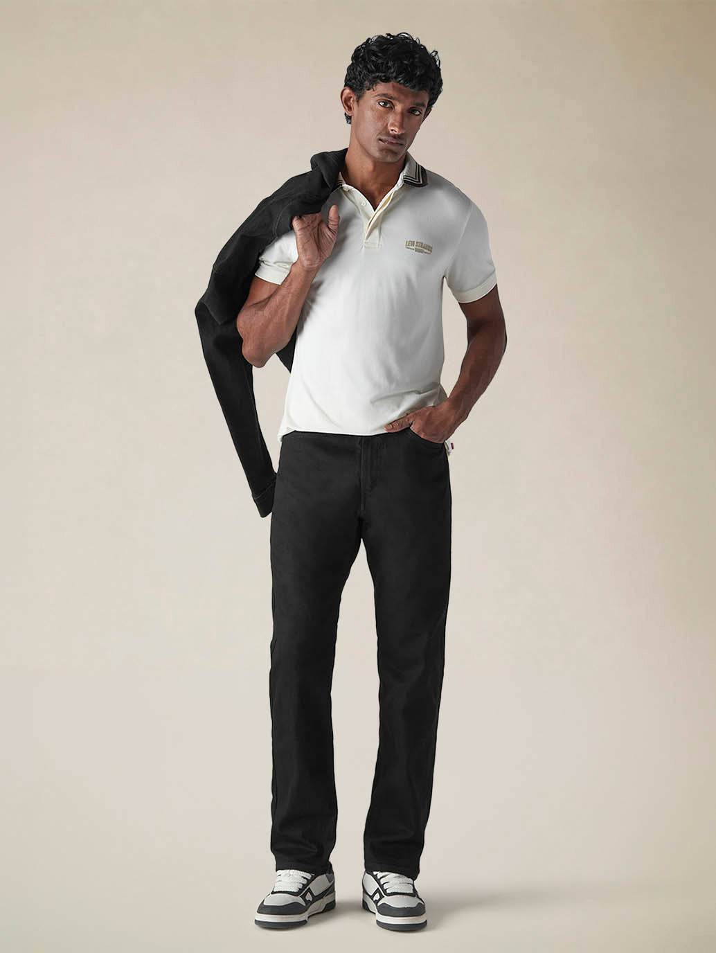 Mens 505 Mid Rise Straight Fit Cotton Stretch Blend Jeans - Styleshot View