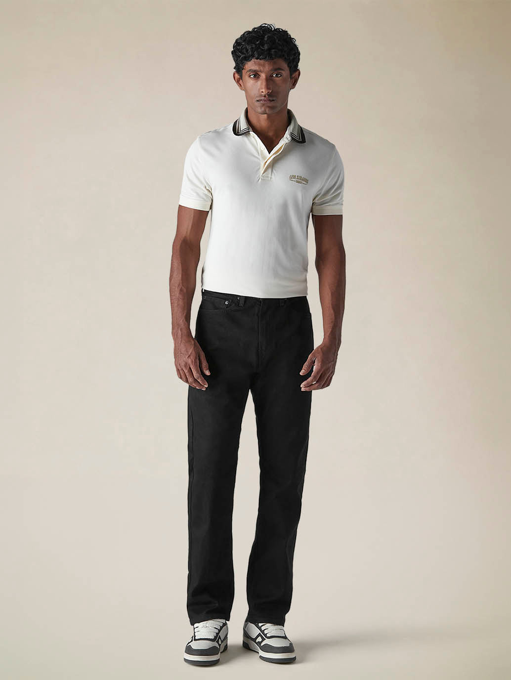Mens 505 Mid Rise Straight Fit Cotton Stretch Blend Jeans - Front View