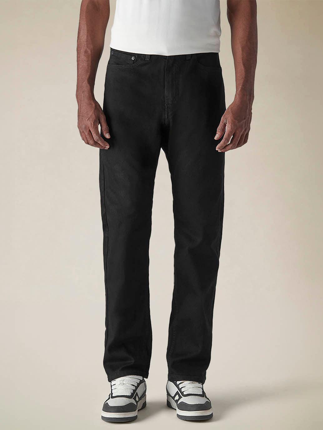 Mens 505 Mid Rise Straight Fit Cotton Stretch Blend Jeans - Front View