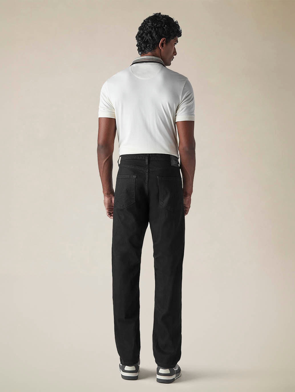 Mens 505 Mid Rise Straight Fit Cotton Stretch Blend Jeans - Back View