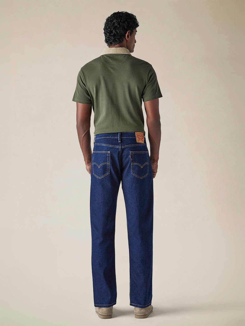 Mens 505 Mid Rise Straight Fit Cotton Stretch Blend Jeans - Back View