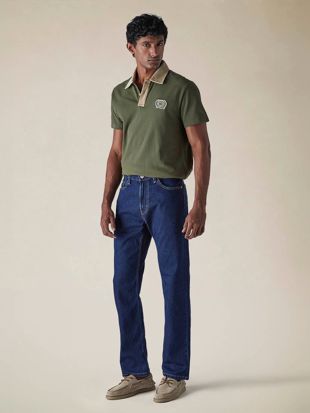 Mens 505 Mid Rise Straight Fit Cotton Stretch Blend Jeans - Side View