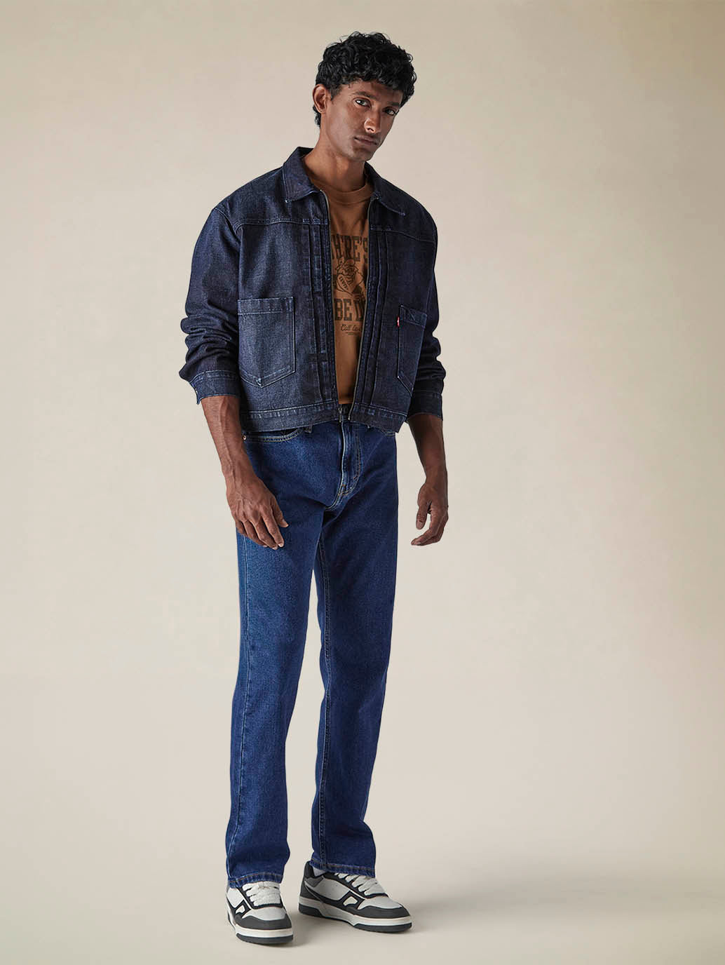 Mens 505 Mid Rise Straight Fit Cotton Stretch Blend Jeans