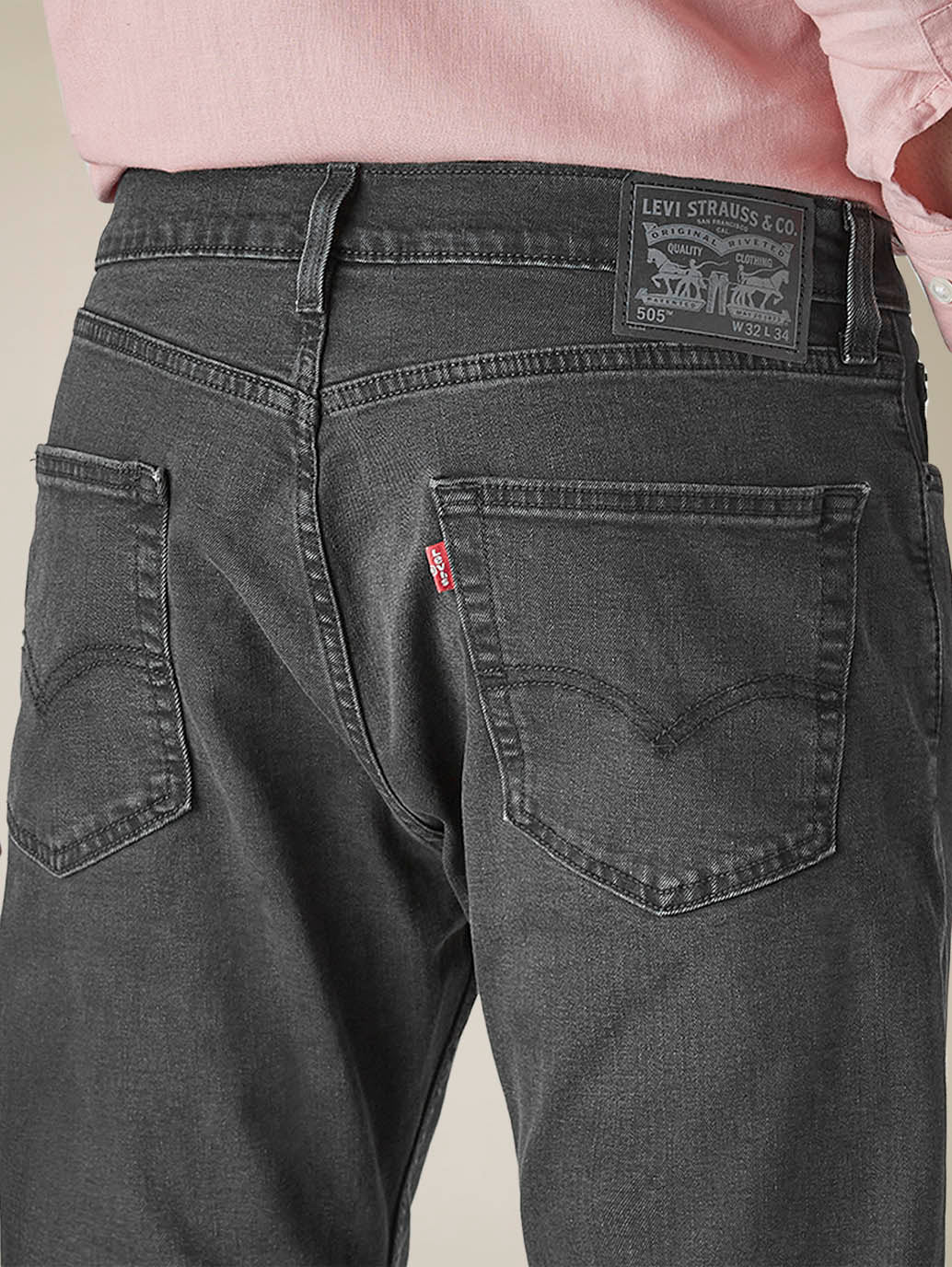 Men's 505 Charcoal Grey Straight Fit Mid Rise Jeans - cf8f102d-0ed4-4ba5-bbd1-a00fbe753f00 View