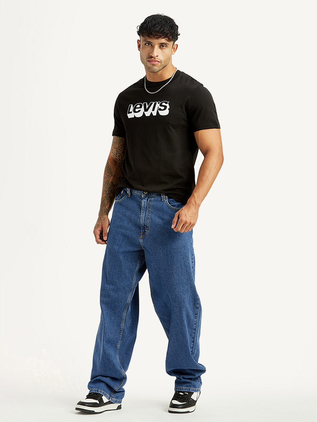 Men's 578 Blue Baggy Fit Mid Rise Jeans - Styleshot View