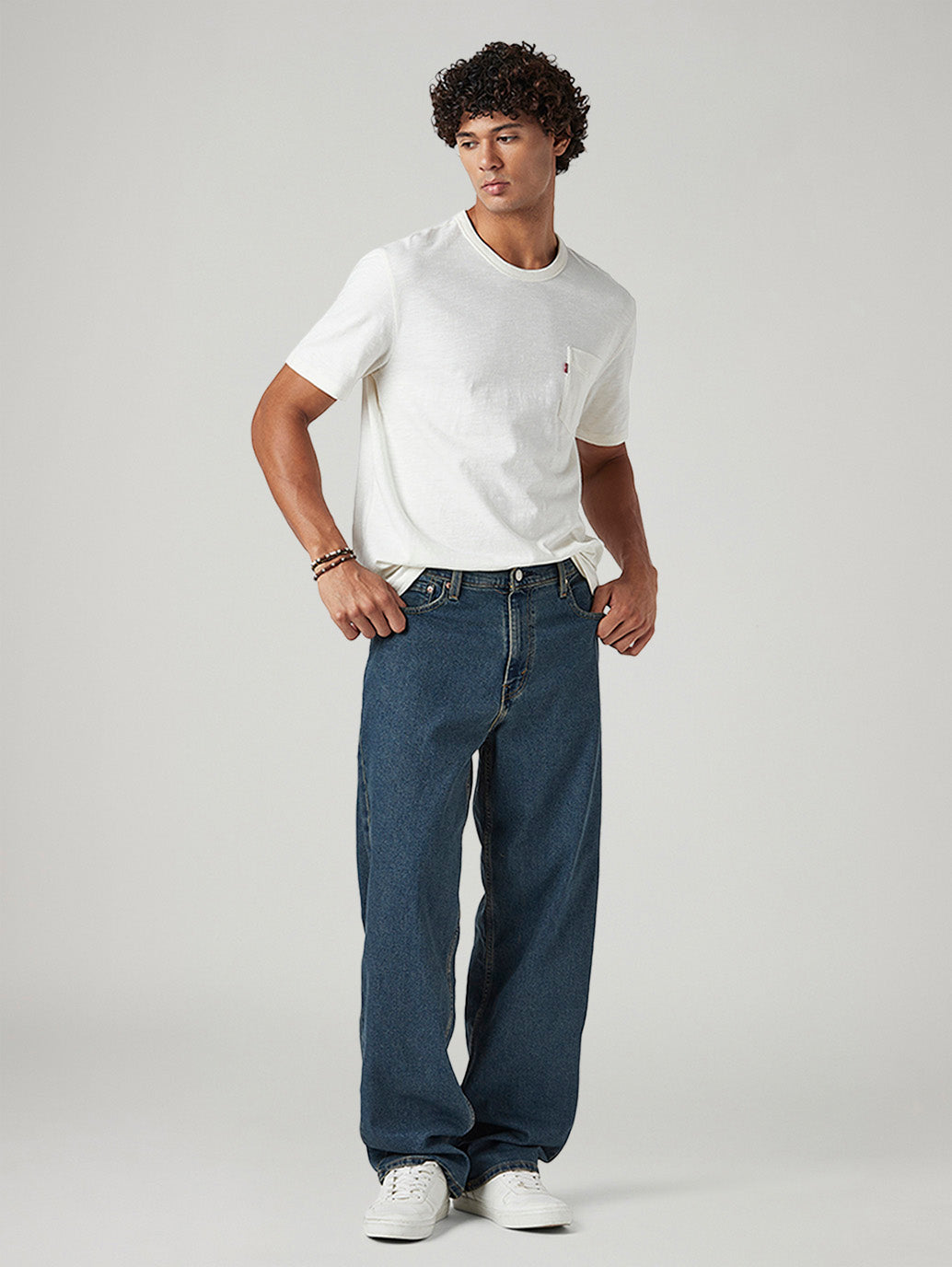 Men's 578 Dark Blue Baggy Fit Mid Rise Tinted Jeans - Styleshot View