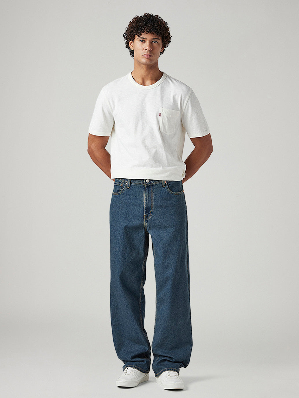 Men's 578 Dark Blue Baggy Fit Mid Rise Tinted Jeans - Front View